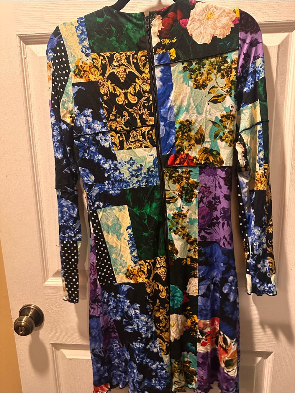 Floral Patchwork Long-Sleeve A-Line Dress - Multicolor - Picture 5 of 5